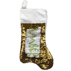 Pink Flamingo Reversible Sequin Stocking - Gold (Personalized)