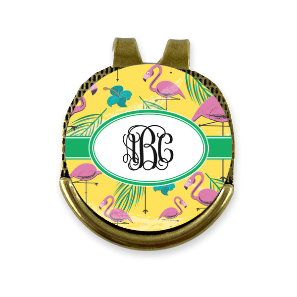 Custom Pink Flamingo Golf Ball Marker - Hat Clip - Gold