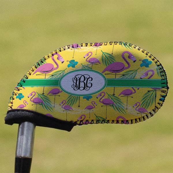 Custom Pink Flamingo Golf Club Iron Cover (Personalized)