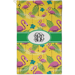 Pink Flamingo Golf Towel - Poly-Cotton Blend - Small w/ Monograms