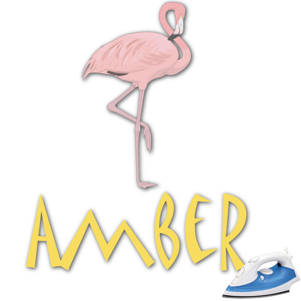 Custom Pink Flamingo Graphic Iron On Transfer - Up to 9"x9" (Personalized)