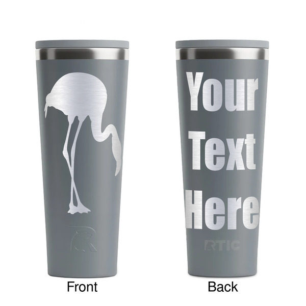 Pink Flamingo Grey RTIC Everyday Tumbler - 28 oz. - Front and Back