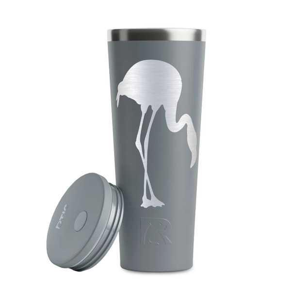 Pink Flamingo Grey RTIC Everyday Tumbler - 28 oz. - Lid Off
