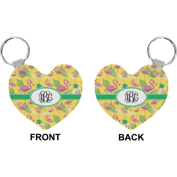 Pink Flamingo Heart Keychain (Front + Back)