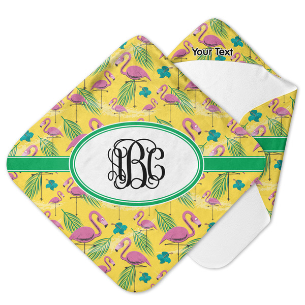 Custom Pink Flamingo Hooded Baby Towel (Personalized)