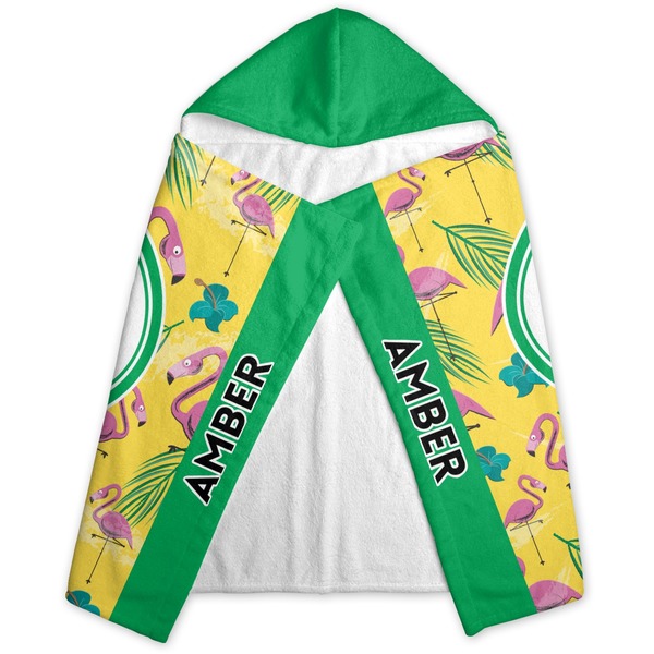 Pink Flamingo Hooded Towel - Folded