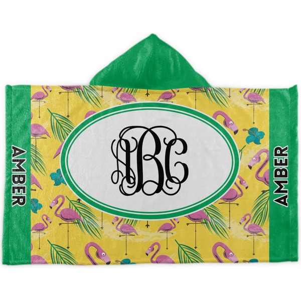 Custom Pink Flamingo Kids Hooded Towel (Personalized)