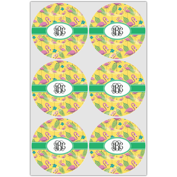 Pink Flamingo Icing Circle - Large - Set of 6