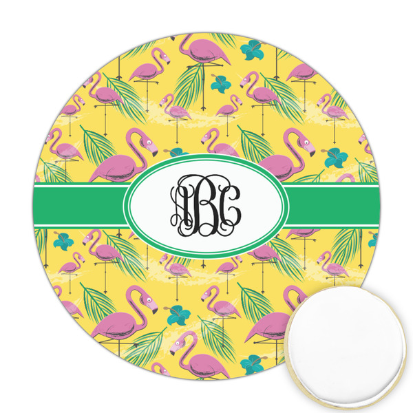 Custom Pink Flamingo Printed Cookie Topper - Round (Personalized)