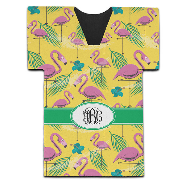 Pink Flamingo Jersey Bottle Cooler - Set of 4 - FRONT (flat)