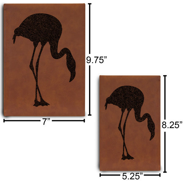 Pink Flamingo Journal Size Comparisons w/ Dimensions