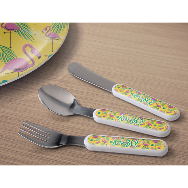 Pink Flamingo Kids Flatware w/ Plate