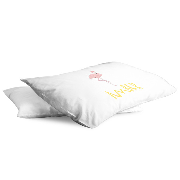 Pink Flamingo King Pillow Case - TWO (partial print)