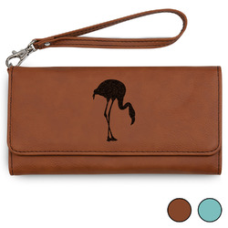 Pink Flamingo Ladies Leather Wallet - Laser Engraved (Personalized)