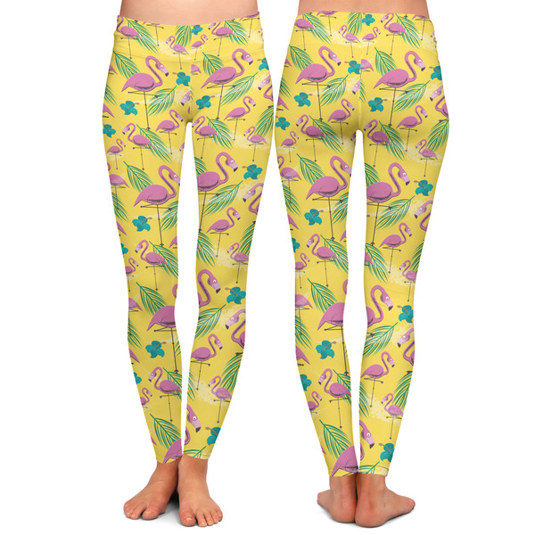 Pink Flamingo Ladies Leggings - Front and Back