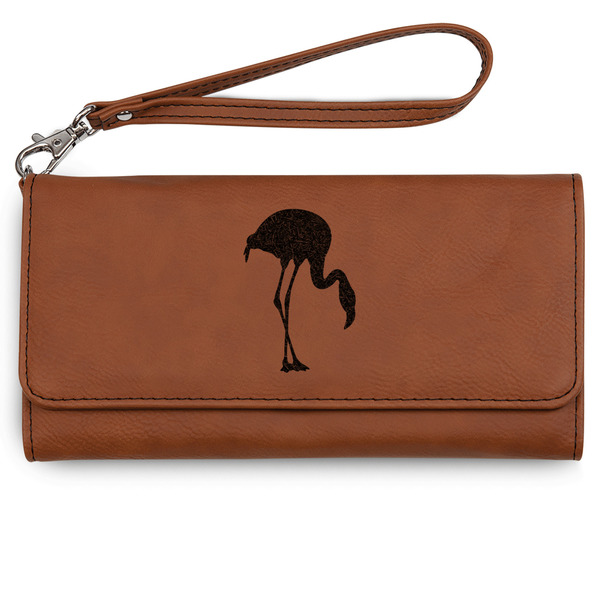 Custom Pink Flamingo Ladies Leatherette Wallet - Laser Engraved - Rawhide