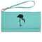 Pink Flamingo Ladies Wallet - Leather - Teal - Front View