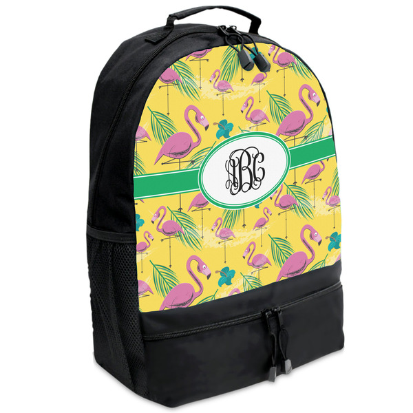 Custom Pink Flamingo Backpacks - Black (Personalized)