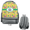 Pink Flamingo Large Backpack - Gray - Front & Back View