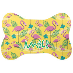 Pink Flamingo Bone Shaped Dog Food Mat (Personalized)