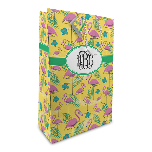 Custom Pink Flamingo Large Gift Bag (Personalized)