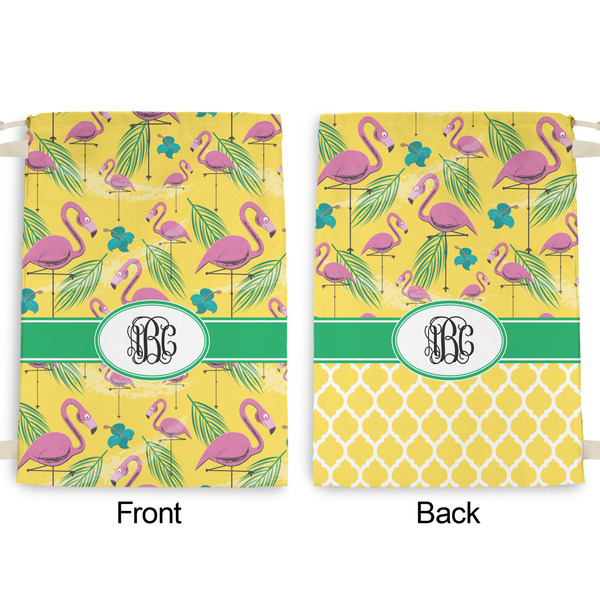 Pink Flamingo Large Laundry Bag - Front & Back View