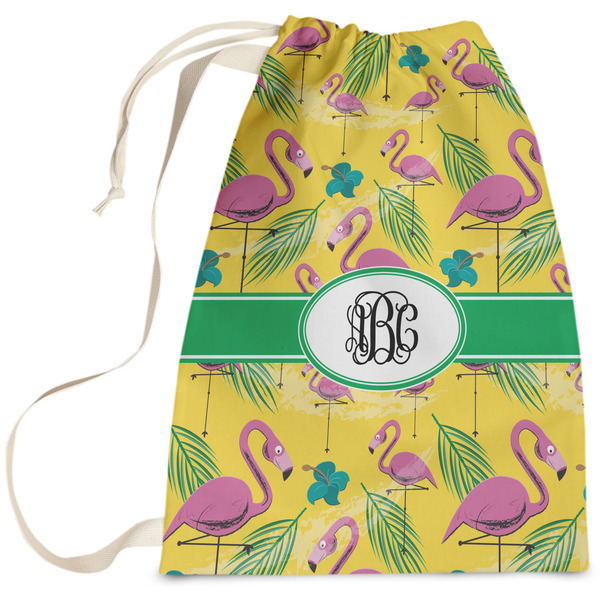 Custom Pink Flamingo Laundry Bag - Large (Personalized)