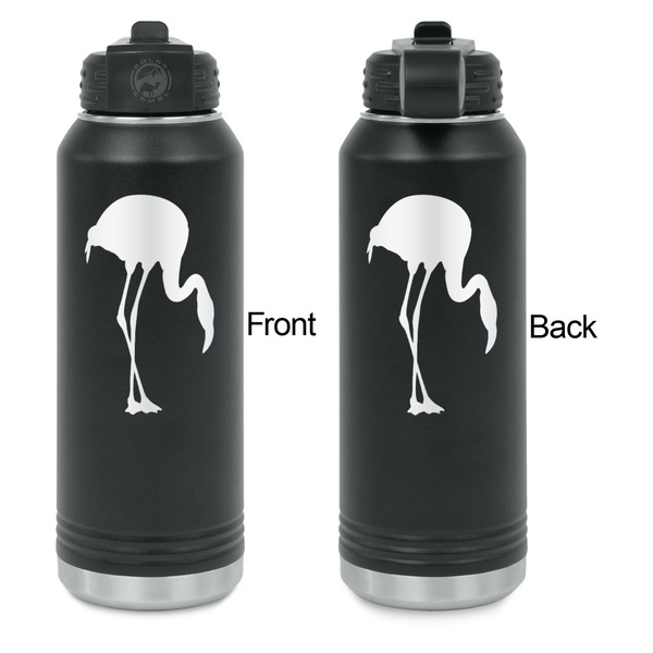 Pink Flamingo Laser Engraved Water Bottles - Front & Back Engraving - Front & Back View