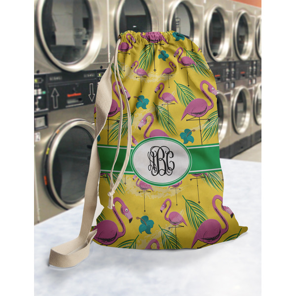 Pink Flamingo Laundry Bag in Laundromat