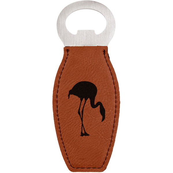Custom Pink Flamingo Leatherette Bottle Opener