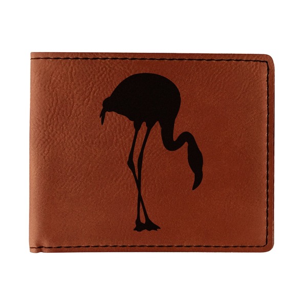Custom Pink Flamingo Leatherette Bifold Wallet - Single Sided