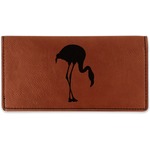 Pink Flamingo Leatherette Checkbook Holder - Single Sided