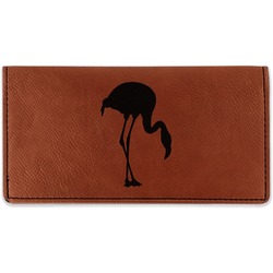 Pink Flamingo Leatherette Checkbook Holder (Personalized)