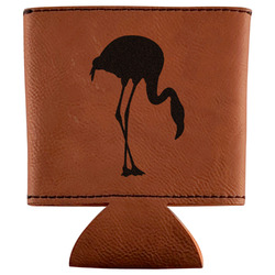 Pink Flamingo Leatherette Can Sleeve