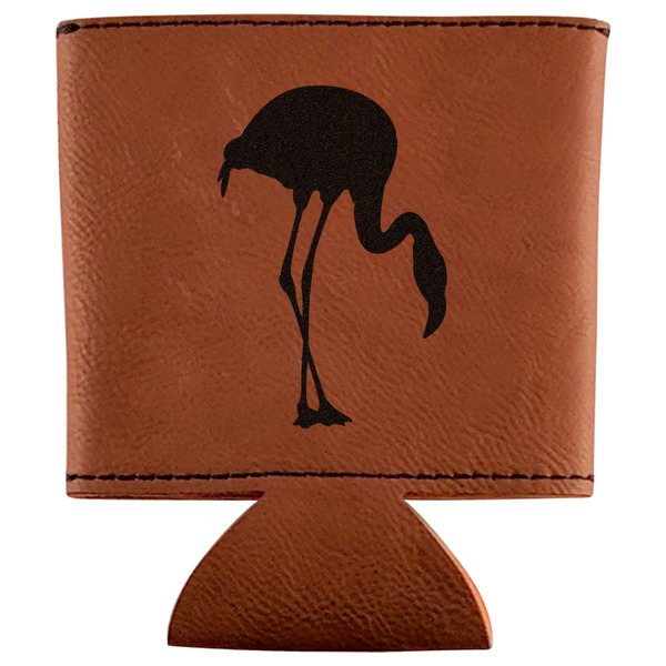 Custom Pink Flamingo Leatherette Can Sleeve