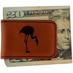 Pink Flamingo Leatherette Magnetic Money Clip - Single Sided