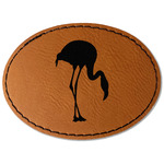 Pink Flamingo Faux Leather Iron On Patch - Oval