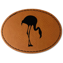 Pink Flamingo Faux Leather Iron On Patch - Oval (Personalized)