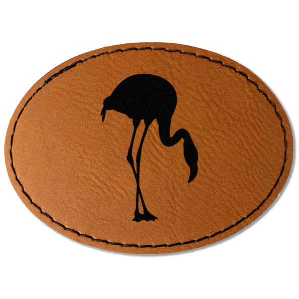 Custom Pink Flamingo Faux Leather Iron On Patch - Oval