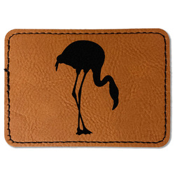 Pink Flamingo Faux Leather Iron On Patch - Rectangle