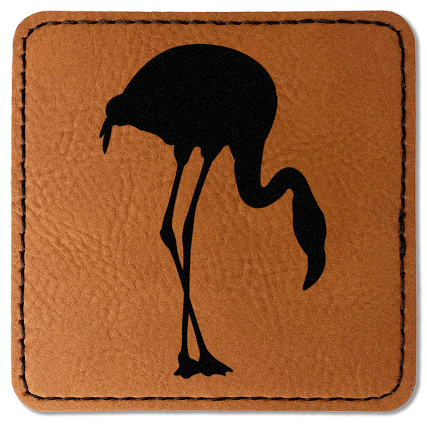 Custom Pink Flamingo Faux Leather Iron On Patch - Square