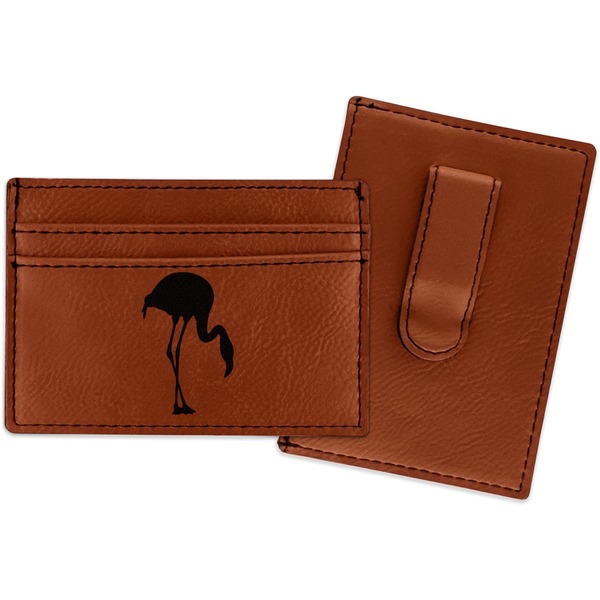 Custom Pink Flamingo Leatherette Wallet with Money Clip