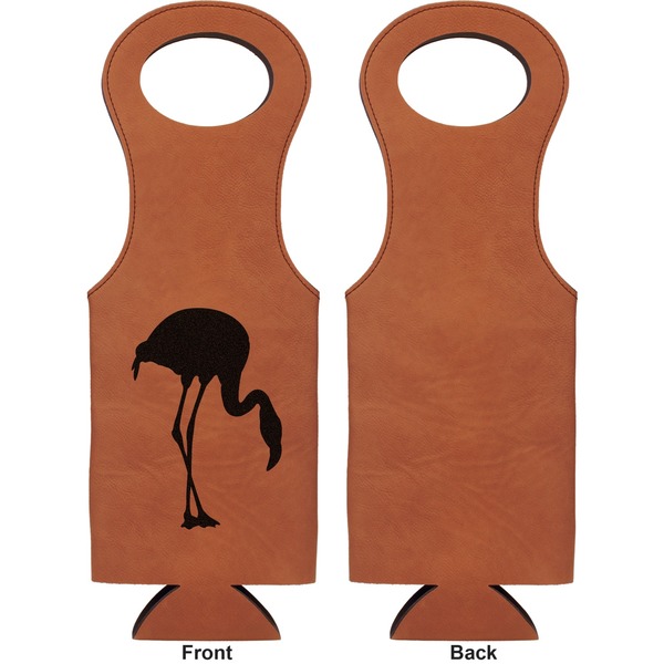 Pink Flamingo Leatherette Wine Tote Single Sided - Front and Back