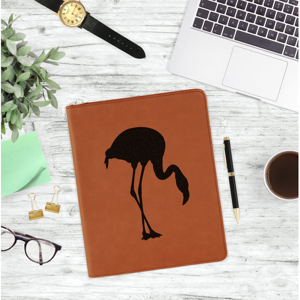 Pink Flamingo Leatherette Zipper Portfolio - Lifestyle Photo