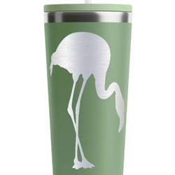 Pink Flamingo RTIC Everyday Tumbler with Straw - 28oz - Light Green - Double-Sided (Personalized)
