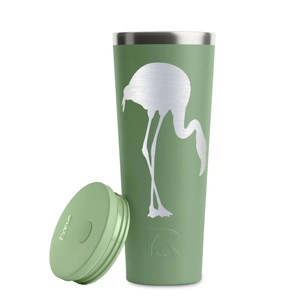 Pink Flamingo Light Green RTIC Everyday Tumbler - 28 oz. - Lid Off