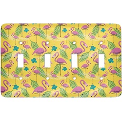 Pink Flamingo Light Switch Cover (4 Toggle Plate) (Personalized)