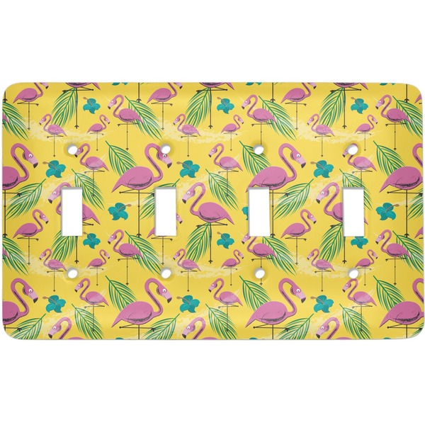 Custom Pink Flamingo Light Switch Cover (4 Toggle Plate)