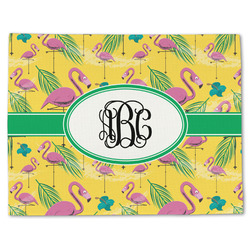 Pink Flamingo Single-Sided Linen Placemat - Single w/ Monogram