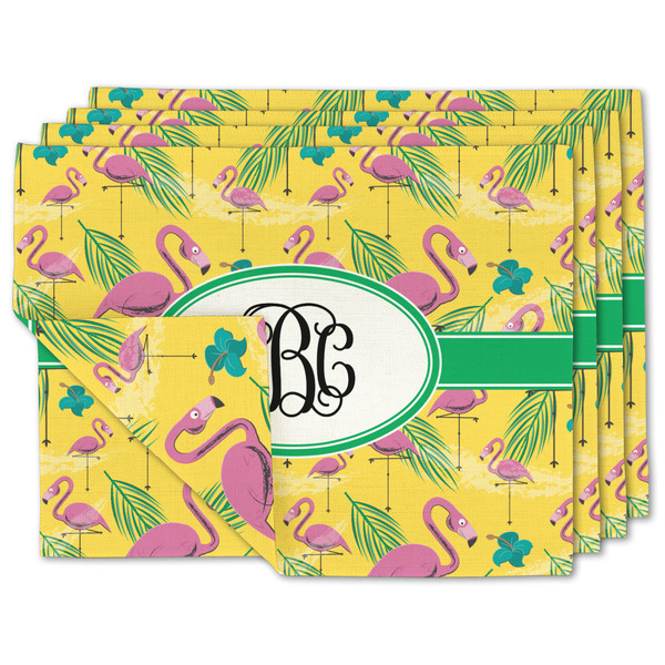 Custom Pink Flamingo Linen Placemat w/ Monogram